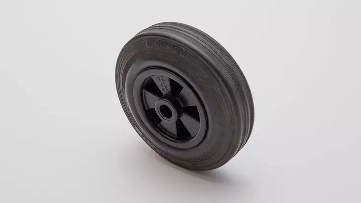 Umpikumipyörä 125x37, muovivanne, musta - Sivurullat - 190 - 1