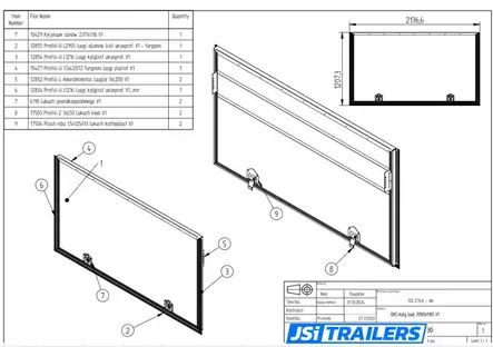 Sivuovi 1180x2060 mm - Umpikorivaunujen lisävarusteet - 570 - 1