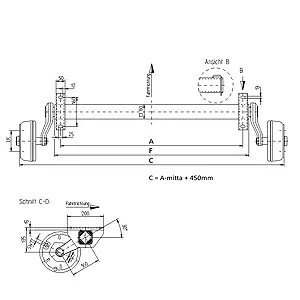 Jarruakseli 1350 kg A1500 - Jarrulliset akselit - 641 - 2