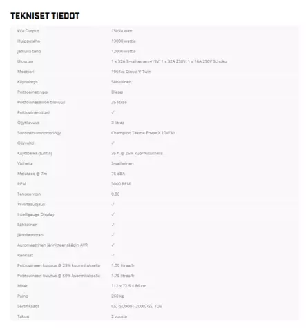 Bimson Power 15 kVa Watt kolmevaiheinen dieselaggregaatti, ATS - Aggregaatit - 2363 - 2