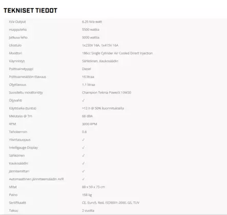 Bimson Power 5500W 3-vaiheinen Dieselaggregaatti - Aggregaatit - 2364 - 2