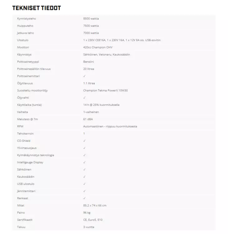 Champion 7500W Inverterriaggregaatti - The Scout - Aggregaatit - 2358 - 1